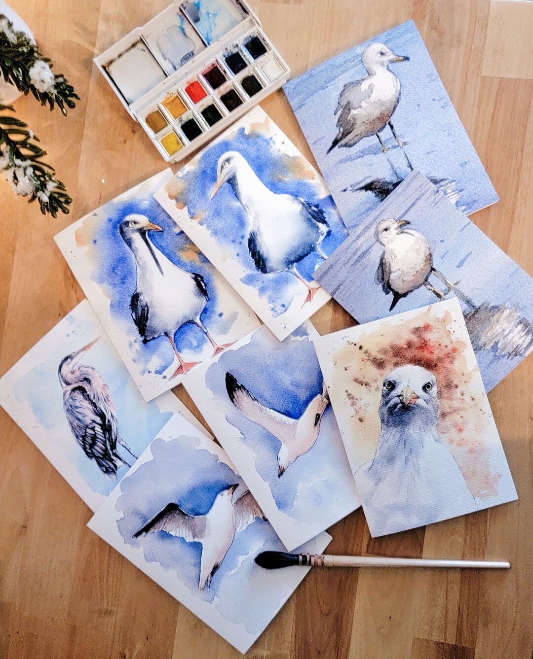 Watercolor Bird Cards | Blank Note Cards With Envelopes, Set of 8 - Etsy