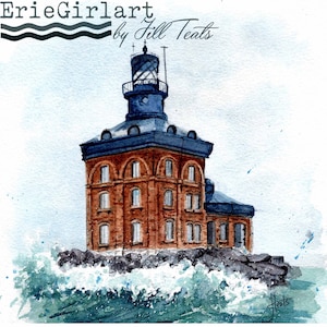 Toledo Harbor | Lighthouse watercolor print | Toledo Harbor Ohio | Watercolor print | Lake Erie