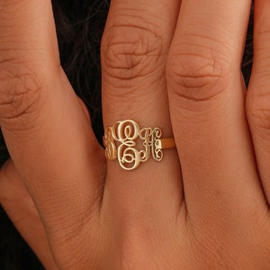 Anillo con monograma delicado, anillo con inicial, anillo con letra personalizada, anillo para mujer, regalo de dama de honor, regalo para ella, XW21