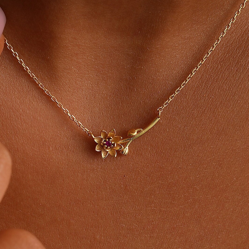 Dainty Stone Gold Necklace Etsy