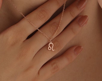 Zodiac Necklace, Leo Necklace, Gemini Necklace, Star Sign Pendant, Astrology Birthday Gift, Silver, Gold and Rose Gold, XW32