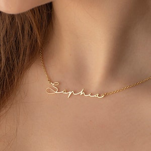 Name Necklace, 14K Solid Gold Name Necklace, Personalized Jewelry, Bridesmaid Gift, Gift For Her XW04