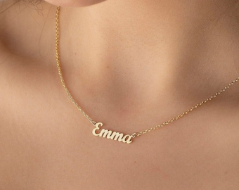 18K Gold Name Necklace, Necklace For Women, Gold Jewelry, Dainty Name Pendant, Personalized Gift, Mom Birthday Gift, Christmas Gift, XW07