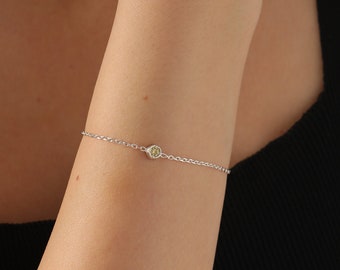 Silver Birthstone Bracelet, Birthstone Bracelet, Personalized Dainty Bracelet, Gift for Her, Birthday Gift, Gift for Mom, XW50