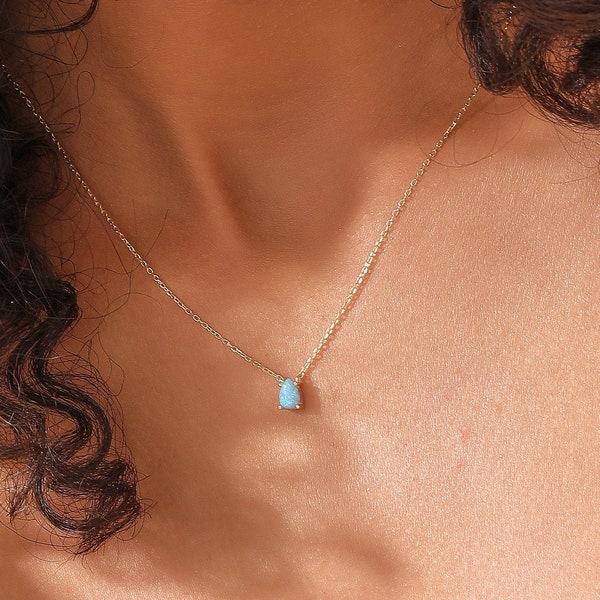 Opal Necklace, Dainty Opal Necklace, October Birthstone, Tiny Delicate Necklace, Bridesmaid Gifts, XW137