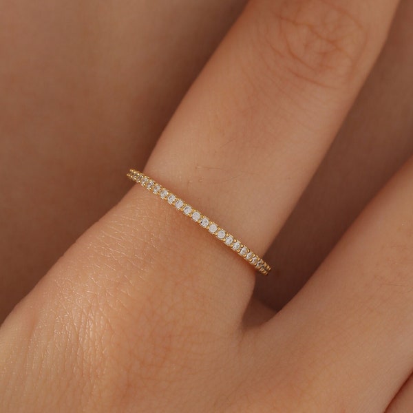 14K Gold Delicate Eternity Ring, Full Eternity Band, Engagement Ring, Wedding Band, Bridesmaid Gift, XW196