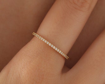 14K Gold Delicate Eternity Ring, Full Eternity Band, Engagement Ring, Wedding Band, Bridesmaid Gift, XW196