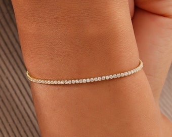 Dainty Tennis Bracelet, Cubic Zirconia Bracelet, Diamond Tennis Bracelet, Minimalist Bracelet, Maid of Honor Gift, XW127