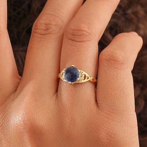 Anillo de oro de 14 quilates con el estado de ánimo, delicado anillo personalizado con piedra de sentimiento, regalo para ella, XW89
