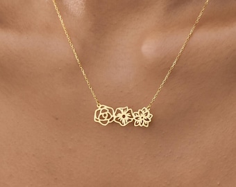 Personalized Birth Month Flower Necklace, Custom Family Necklace, Gift for Mom