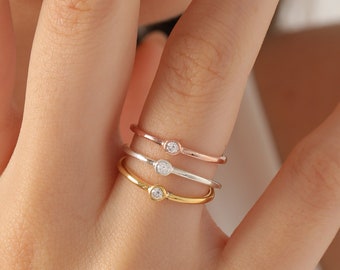 Silber Pinky Ring, zierlicher Stapelring, Midi Ring, Minimalistischer Schmuck, Geschenk für Frauen, Geburtstagsgeschenk, Gold und Roségold, XW28-T