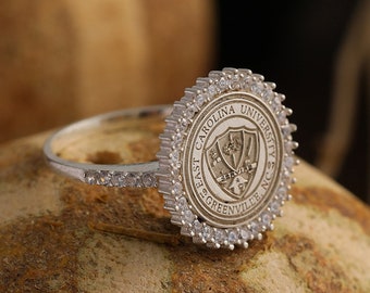 Sterling Silver Custom College Class Ring, High School Ring
