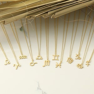 10K Solid Gold Zodiac Necklace, Real Gold Scorpio Necklace, Sagittarius Necklace, Solid Gold Necklace, Gift for Her, Christmas Gifts, XW32