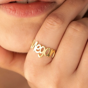 Name Ring Gold, Custom Initials Ring, Personalized Ring, Stackable Ring, Bridesmaid Gift, Gift For Her, XW20