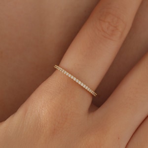 14K Gold FULL Eternity Band Ring, Knuckle Ring, Wedding Ring, Pave Promise Ring, Bridesmaid Gift, Gift For Her, Silver and Rose Gold, HXW02