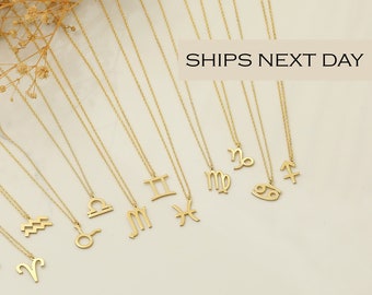 READY TO SHIP, Zodiac Necklace, Aquarius, Aries, Cancer, Dainty Necklace, Necklace for Women, Last Minute Gift , XW32