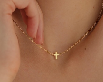 Dainty Sterling Silver Cross Necklace, Religious Pendant