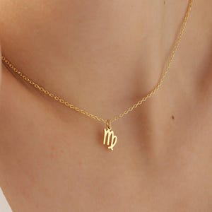 14K Gold Virgo Necklace, Zodiac Necklace Silver, Personalized Jewelry, Astrology Birthday Gift, XW32