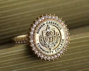 Custom College Class Ring, Graduation Gift, High School Class Ring, Coat of Arms, Signet Ring for Women, Gift for Her, Christmas Gift, XW29