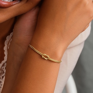 18K Gold Filled Knot Bracelet, Couples Bracelet, Minimalist Jewelry, Gift for Her, XW208
