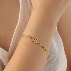 Personalized Initial Bracelet Script letter bracelet CZ Diamond accent–  LillaDesigns