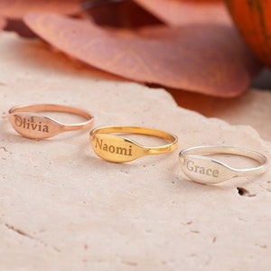 Custom Name Ring, Engraved Ring, Promise Ring, Name Ring Gold, Couple Rings, Gift for Her and Him, XW180