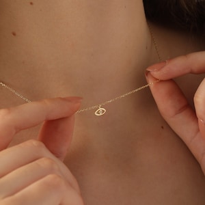 Gold Evil Eye Necklace, Evil Eye Jewelry, Evil Eye Pendant, Minimalist Necklace, Gift For Her, Birthday Gift, Silver and Rose Gold, HXW05