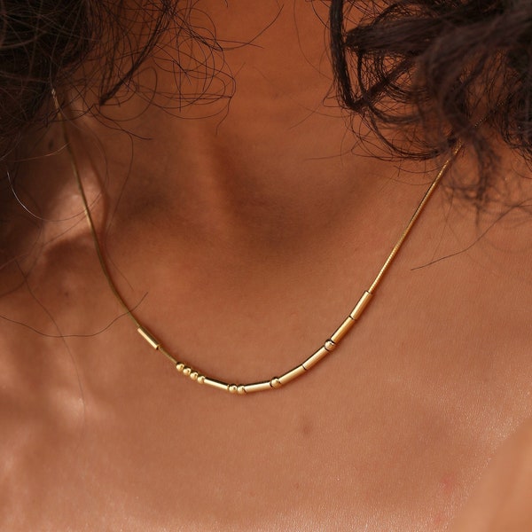 Benutzerdefinierte Morse Code Halskette, personalisierte versteckte Nachricht Halskette, Morse Code Schmuck, Geschenk für sie, Geschenk für beste Freundin, XW131