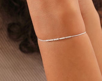 14K Gold Filled Morse Code Bracelet, Personalized Message Jewelry