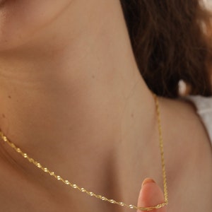 Dainty Twist Chain, Everyday Singapore Chain, Sparkle Necklace, Gold Rope Chain Necklace, Maid of Honor Gift, Gift for Her, OZC01 image 5