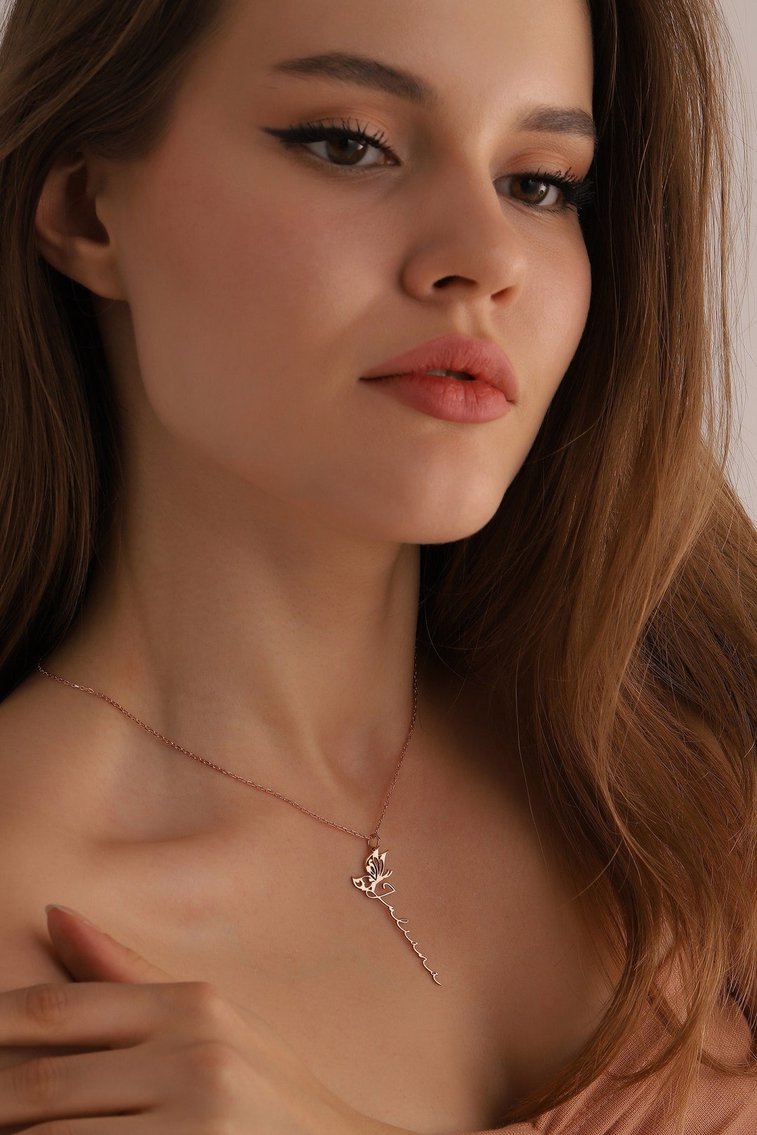 Custom Name Necklace With Butterfly, Personalized Necklace, Butterfly