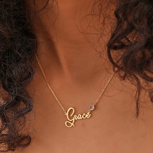 Collar con nombre personalizado y cristales rellenos de oro de 14 quilates, regalo para dama de honor, regalo para ella, XW101