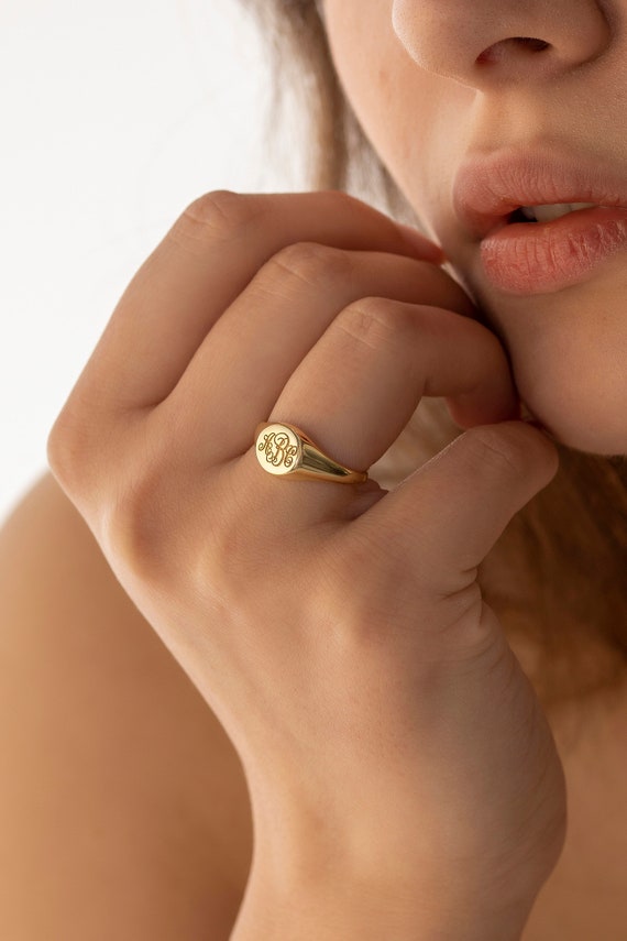 monogram ring gold