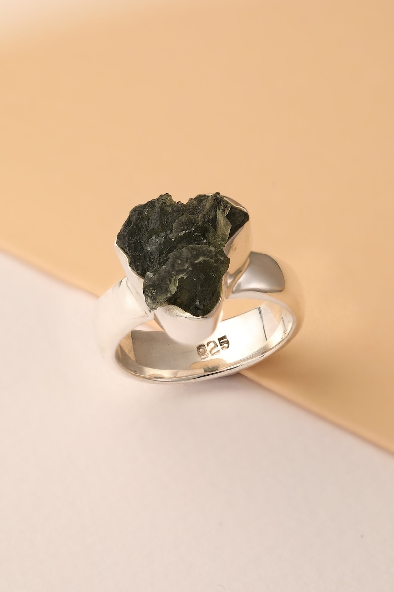 14K Gold Moldavite Ring Moldavite Crystal Genuine Moldavite Etsy