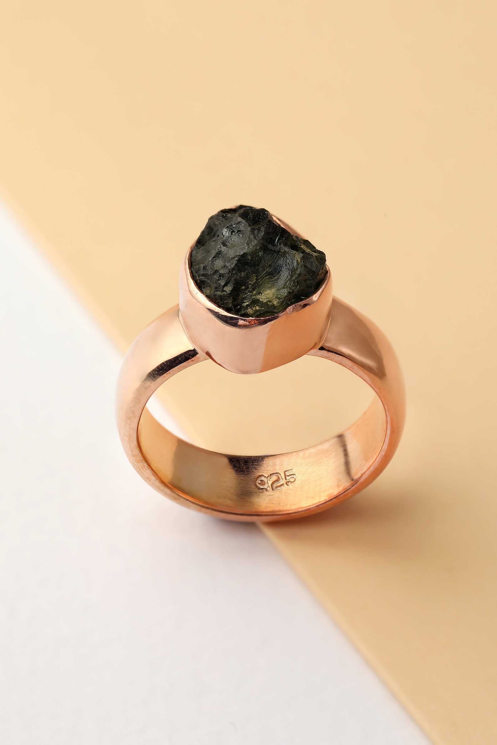 14K Gold Moldavite Ring Moldavite Crystal Genuine Moldavite Etsy