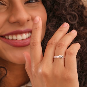 Birthstone Ring, October Birthstone, Gold Heart Ring, Grandma Family Ring, Dainty Wedding Ring, Bridesmaid Gift, Gift for Mom, XW53 image 4