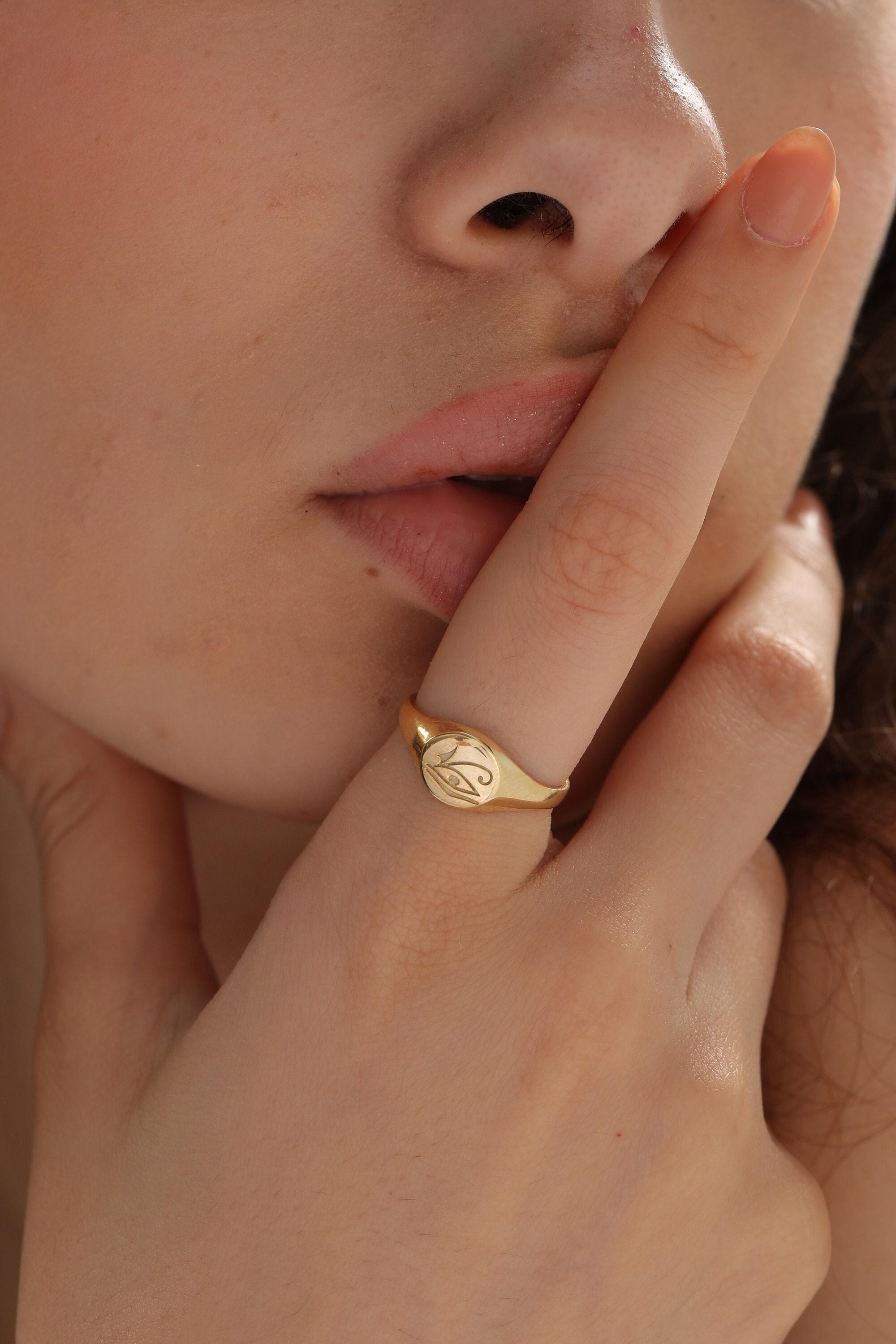 Diarypiece Evils Eye of Horus Round Rings, Adjustable Finger Rings