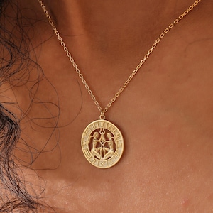 14K Gold Filled Zodiac Münze Leo Halskette, Astrologie Schmuck, Geburtstagsgeschenk, XW193 Bild 6
