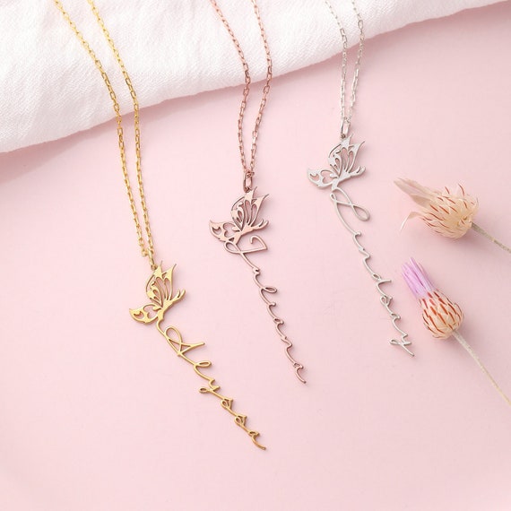 Custom Butterfly Necklace With Name 