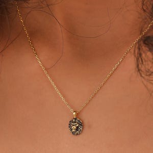 14K Gold Filled Minimalist Lion Pendant, Simple Tiny Leo Necklace, Gift for Her, XW152 image 2