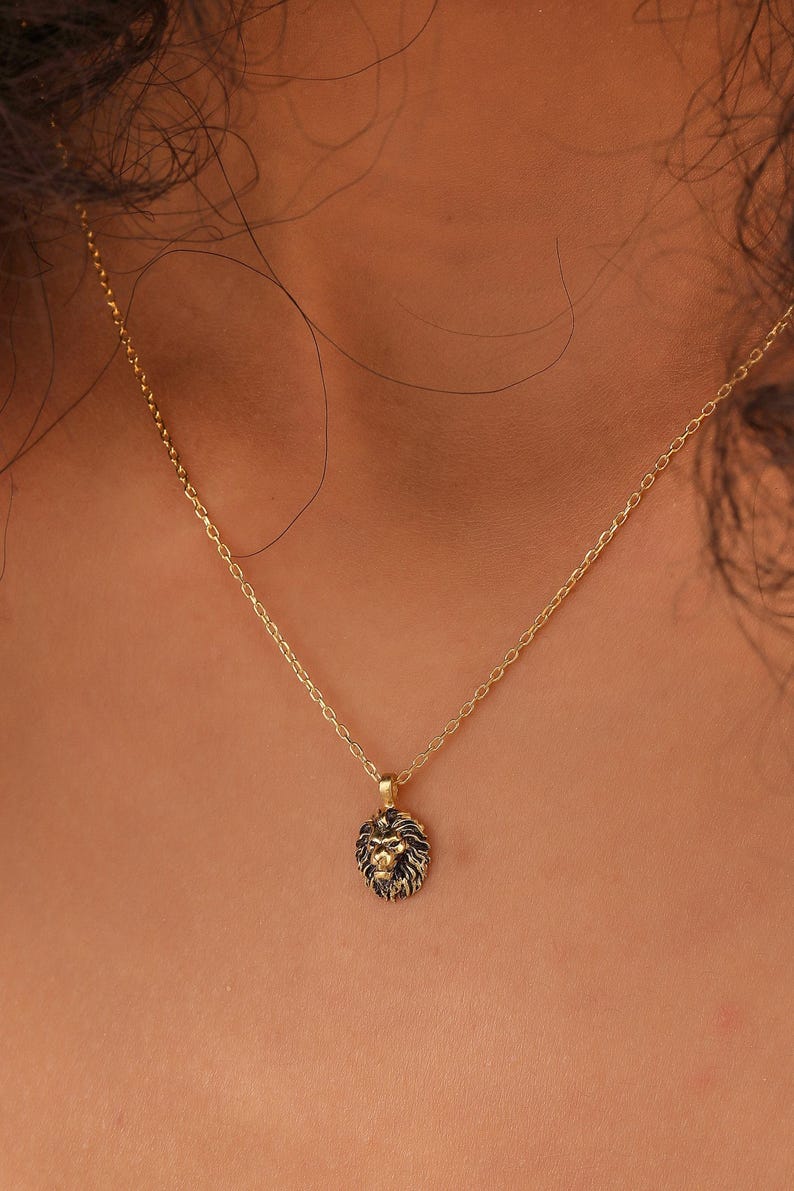 14K Gold Filled Minimalist Lion Pendant, Simple Tiny Leo Necklace, Gift for Her, XW152 image 2