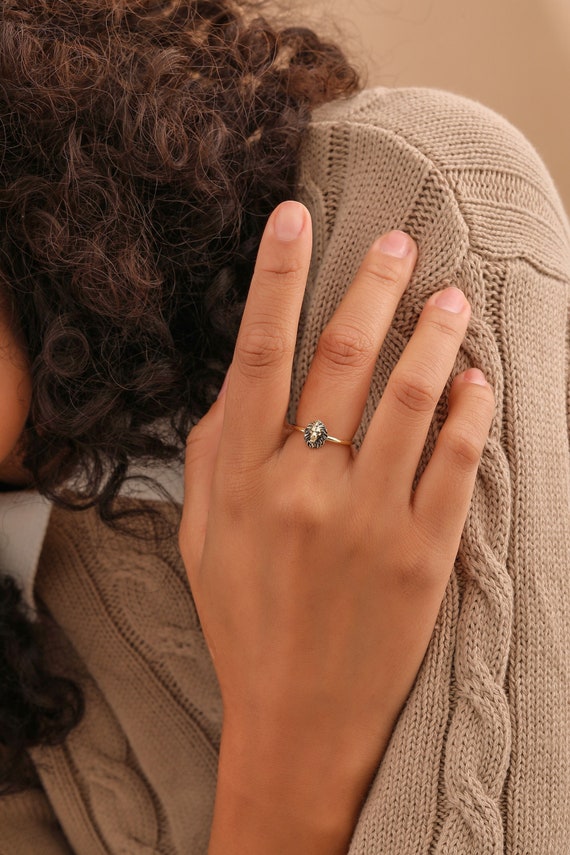 14K Gold Filled Minimalist Lion Ring, Leo Sterling Silver Ring, Gift for Women, XW182