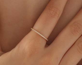 14K Gold Filled Delicate Full Eternity Ring Band, Wedding Band, Bridesmaid Gift, XW196