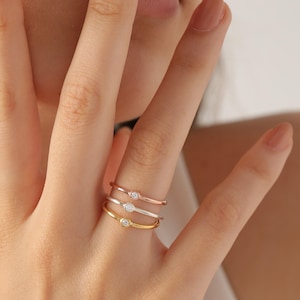 Silver Pinky Ring, Dainty Stackable Ring, Minimalist Jewelry, Gift for Women, XW28-T Bild 1