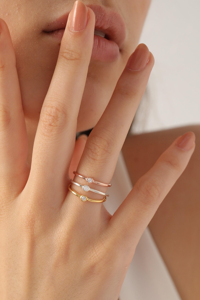 Silver Pinky Ring, Dainty Stackable Ring, Minimalist Jewelry, Gift for Women, XW28-T Bild 1