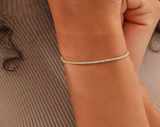 Dainty Cubic Zirconia Tennis Bracelet, 925 Sterling Silver