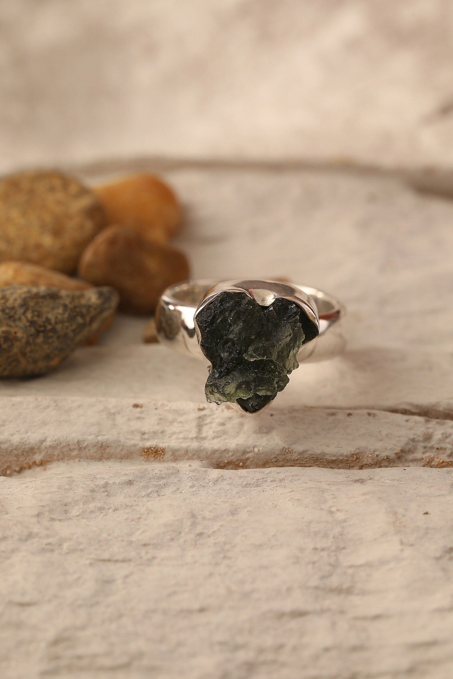 14K Gold Moldavite Ring Moldavite Crystal Genuine Moldavite Etsy