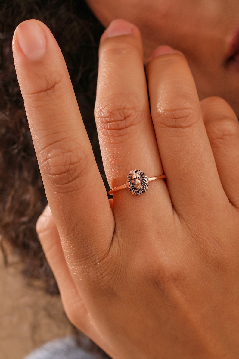 14K Gold Filled Minimalist Lion Ring, Leo Sterling Silver Ring, Gift for Women, XW182 image 7