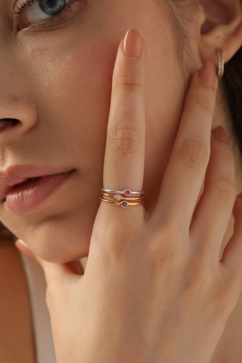Silver Pinky Ring, Dainty Stackable Ring, Minimalist Jewelry, Gift for Women, XW28-T Bild 3