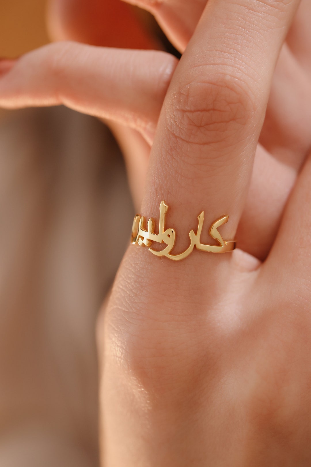 10k or 14k Solid Gold Personalized Lauren Conrad Two Finger Script Nam -  Soul Jewelry